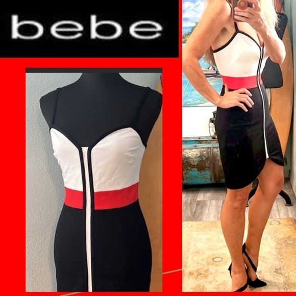 🔥Bebe, BodyCon Color-block Beauty! Excellent Condition, Size S - Picture 1 of 15